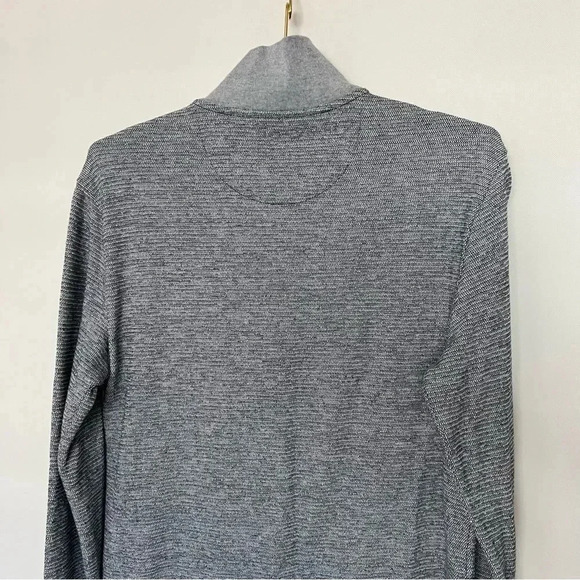 Penguin 1/4 Zip Sweater Heather Black/Gray Textured Size Medium High Neck - Picture 7 of 11
